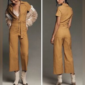 Woven Utility Jumpsuit in Camel